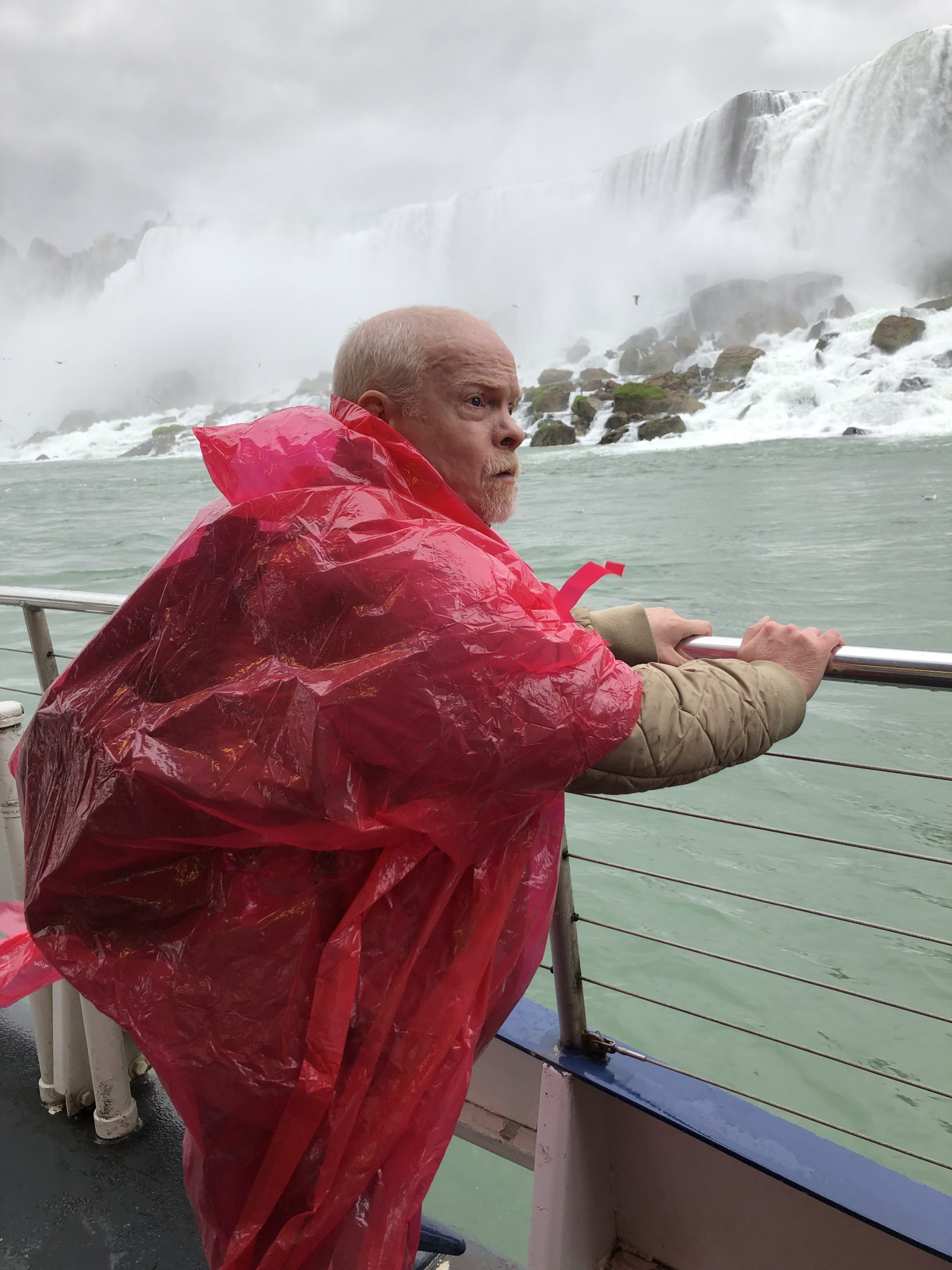 man at niagara falls