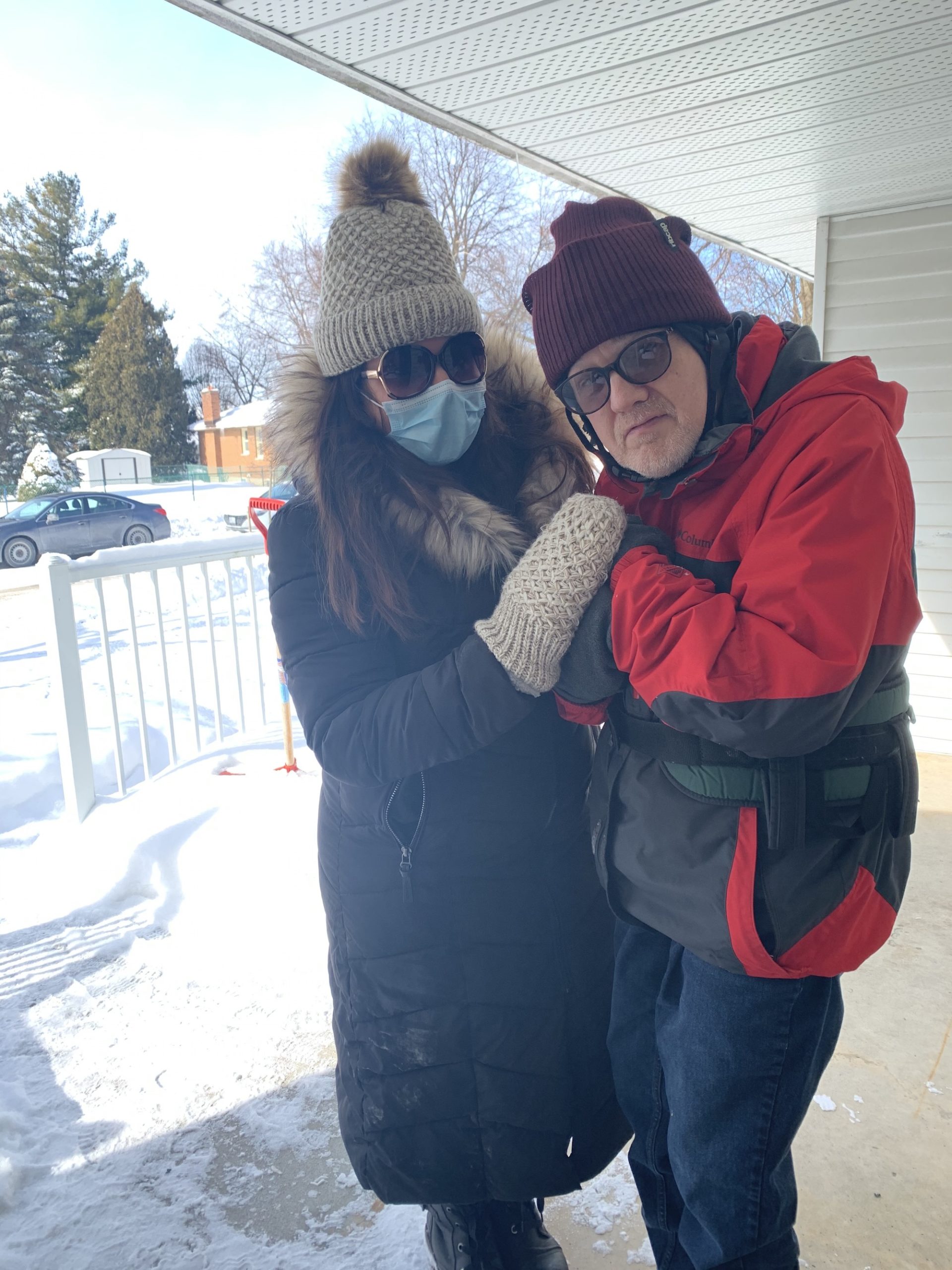 two people in winter coats